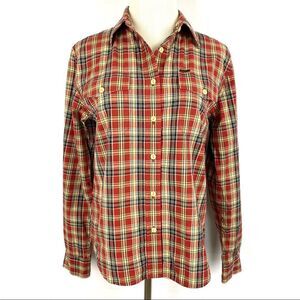 RALPH LAUREN Red Plaid Button-down 2 Front Pockets Long Sleeve Shirt